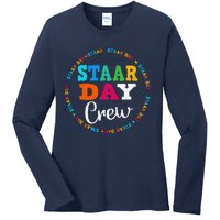 Funny Test Staar Day Crew Mode On Teacher Testing Ideas Ladies Long Sleeve Shirt