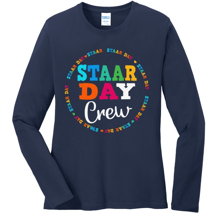 Funny Test Staar Day Crew Mode On Teacher Testing Ideas Ladies Long Sleeve Shirt