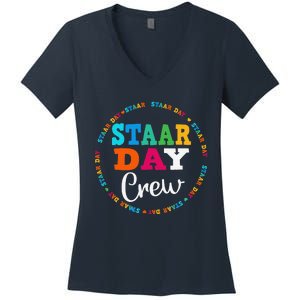 Funny Test Staar Day Crew Mode On Teacher Testing Ideas Women's V-Neck T-Shirt