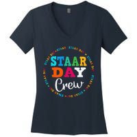 Funny Test Staar Day Crew Mode On Teacher Testing Ideas Women's V-Neck T-Shirt