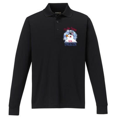 Frosty The Snow 'Tis The Season To Be Freezin' Cool Gift Performance Long Sleeve Polo