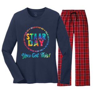 Funny Test Staar Day Mode On Teacher Testing Ideas School Women's Long Sleeve Flannel Pajama Set 