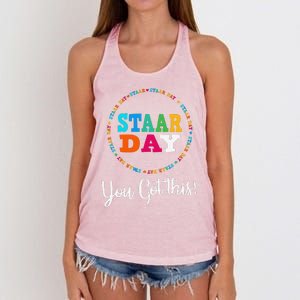 Funny Test Staar Day Mode On Teacher Testing Ideas School Women's Knotted Racerback Tank