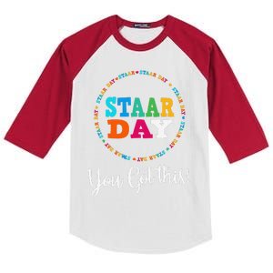 Funny Test Staar Day Mode On Teacher Testing Ideas School Kids Colorblock Raglan Jersey