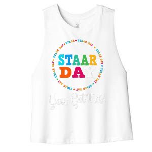 Funny Test Staar Day Mode On Teacher Testing Ideas School Women's Racerback Cropped Tank