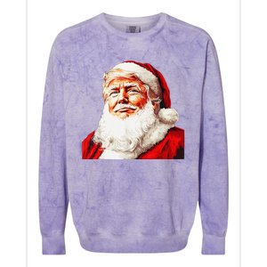 Funny Trump Santa Hat Donald Trump Christmas New Year Xmas Colorblast Crewneck Sweatshirt