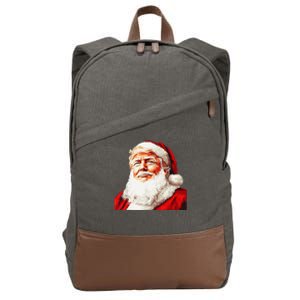 Funny Trump Santa Hat Donald Trump Christmas New Year Xmas Cotton Canvas Backpack