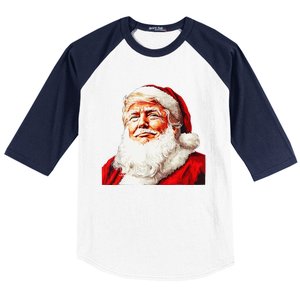 Funny Trump Santa Hat Donald Trump Christmas New Year Xmas Baseball Sleeve Shirt