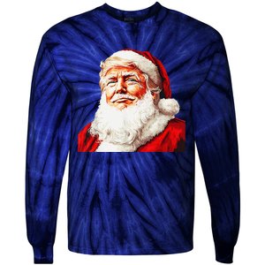 Funny Trump Santa Hat Donald Trump Christmas New Year Xmas Tie-Dye Long Sleeve Shirt