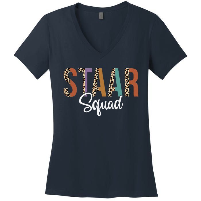 Funny Test Staar Day Squad Mode On Teacher Testing Ideas Women's V-Neck T-Shirt