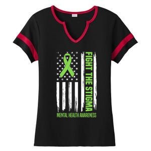 Fight The Stigma Tal Health Warrior Awareness Support Gift Ladies Halftime Notch Neck Tee