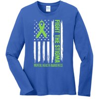 Fight The Stigma Tal Health Warrior Awareness Support Gift Ladies Long Sleeve Shirt