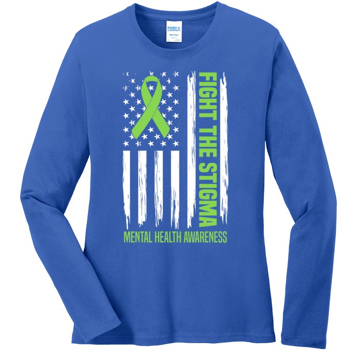 Fight The Stigma Tal Health Warrior Awareness Support Gift Ladies Long Sleeve Shirt