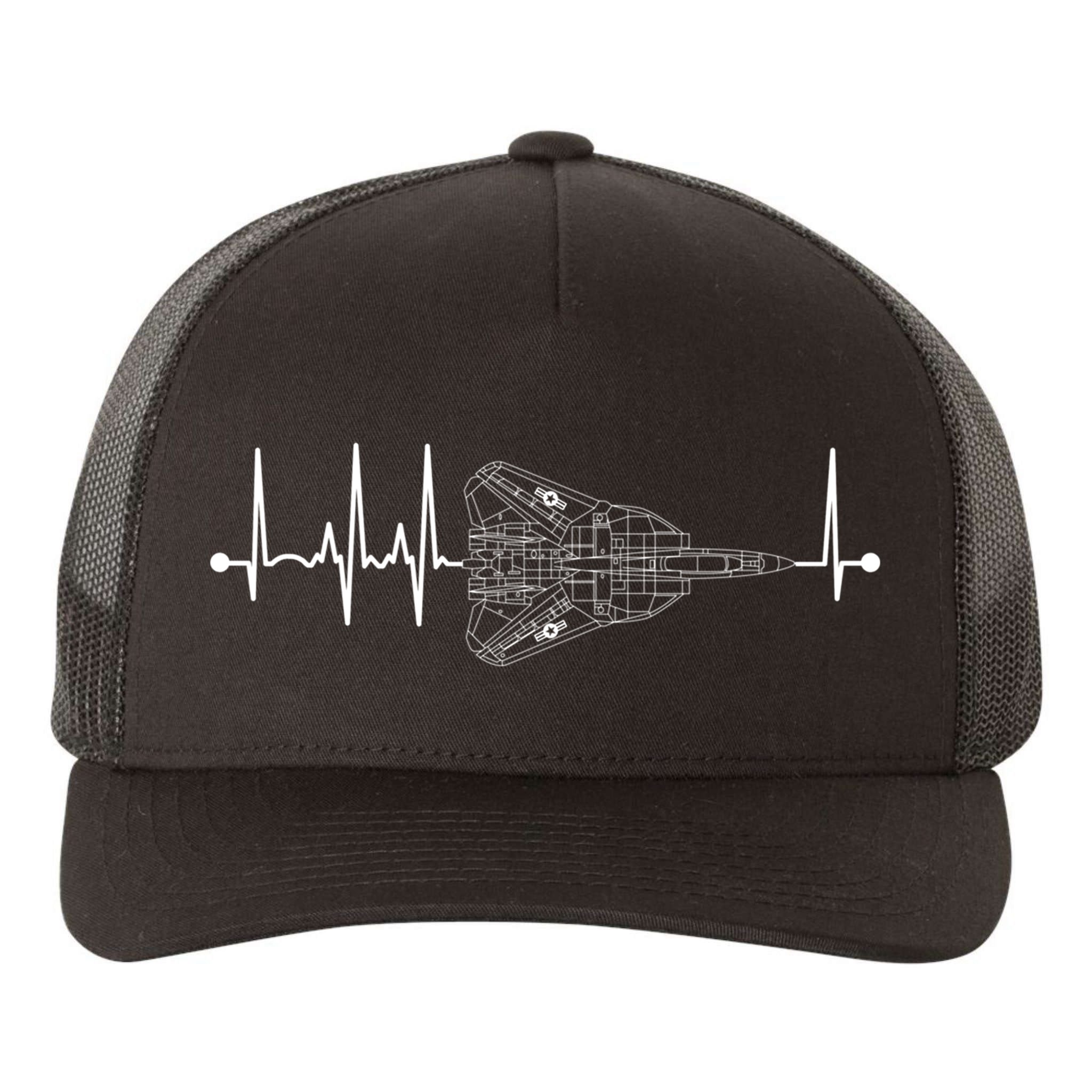 F14 Tomcat Schematic Airplane Pulse Ekg Pilot Heartbeat Cute Gift Yupoong Adult 5-Panel Trucker Hat