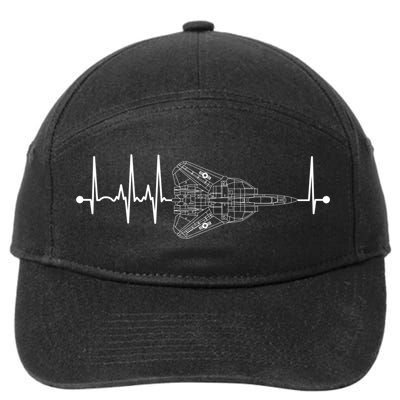 F14 Tomcat Schematic Airplane Pulse Ekg Pilot Heartbeat Cute Gift 7-Panel Snapback Hat