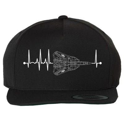 F14 Tomcat Schematic Airplane Pulse Ekg Pilot Heartbeat Cute Gift Wool Snapback Cap