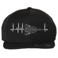 F14 Tomcat Schematic Airplane Pulse Ekg Pilot Heartbeat Cute Gift Wool Snapback Cap