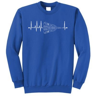 F14 Tomcat Schematic Airplane Pulse Ekg Pilot Heartbeat Cute Gift Sweatshirt