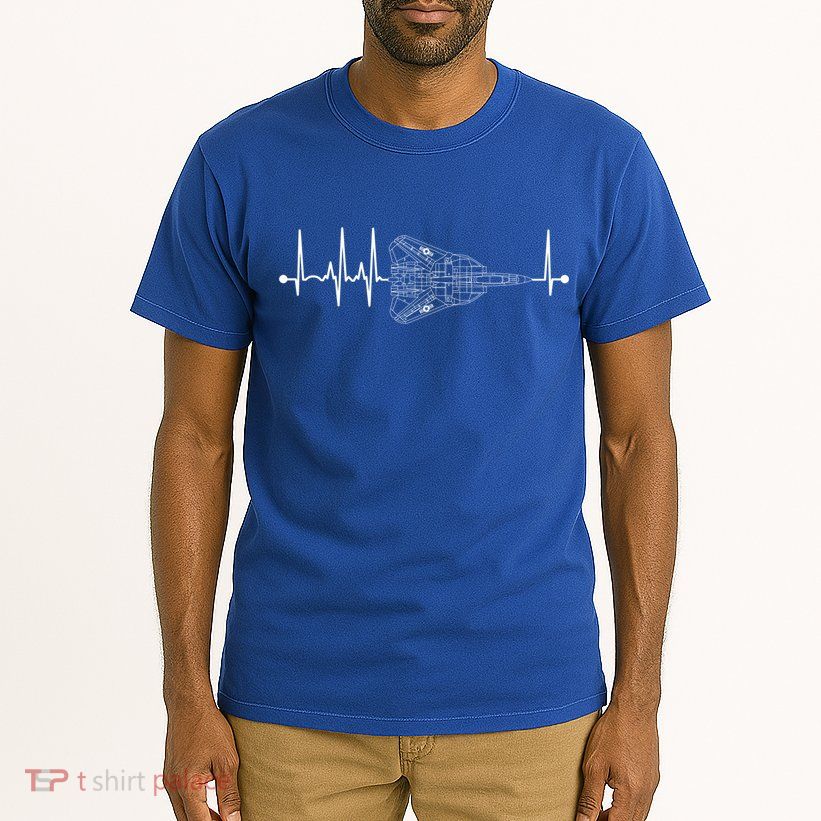 F14 Tomcat Schematic Airplane Pulse Ekg Pilot Heartbeat Cute Gift Tall T-Shirt