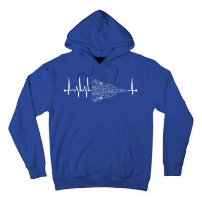 F14 Tomcat Schematic Airplane Pulse Ekg Pilot Heartbeat Cute Gift Tall Hoodie