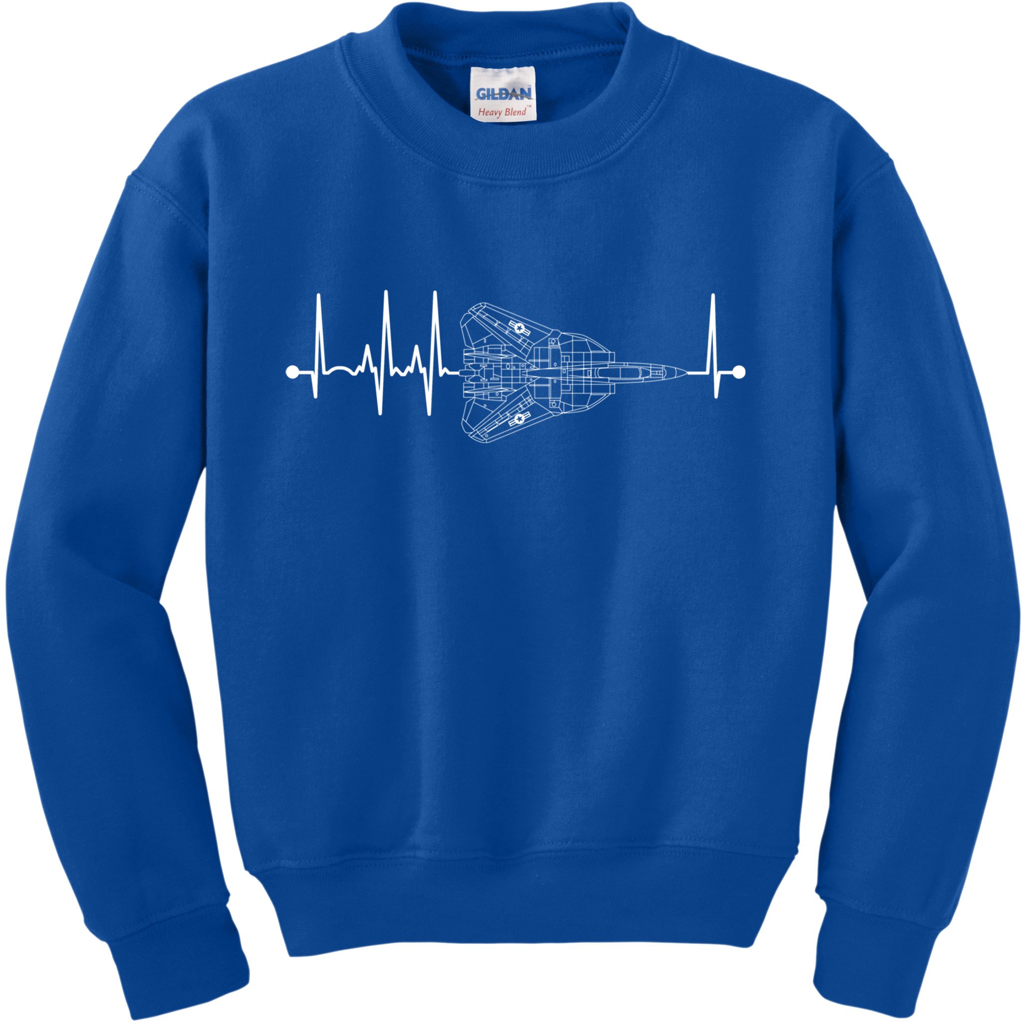 F14 Tomcat Schematic Airplane Pulse Ekg Pilot Heartbeat Cute Gift Kids Sweatshirt