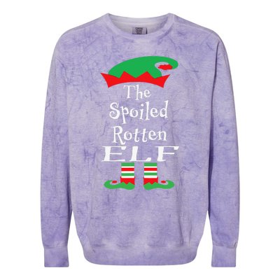 Funny The Spoiled Rotten Elf Christmas Matching Family Colorblast Crewneck Sweatshirt