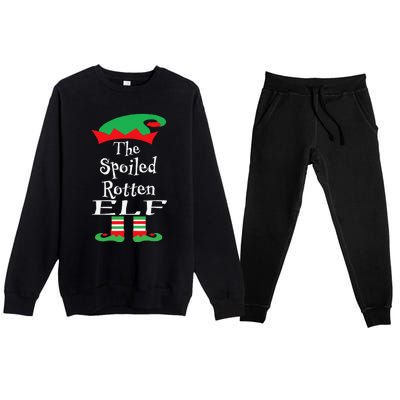 Funny The Spoiled Rotten Elf Christmas Matching Family Premium Crewneck Sweatsuit Set