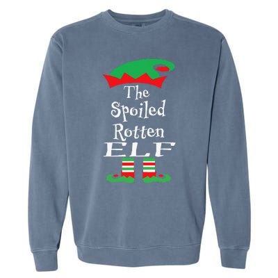 Funny The Spoiled Rotten Elf Christmas Matching Family Garment-Dyed Sweatshirt