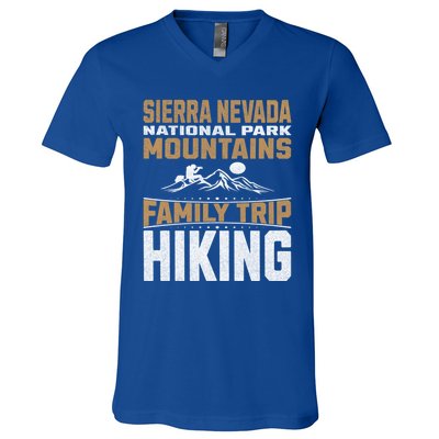 Family Trip Sierra Nevada National Park 2024 Mountain Hiking Great Gift V-Neck T-Shirt