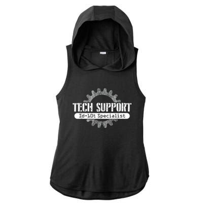 Funny Tech Support Id10t Computer Idiot Joke Ladies PosiCharge Tri-Blend Wicking Draft Hoodie Tank