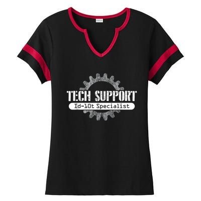 Funny Tech Support Id10t Computer Idiot Joke Ladies Halftime Notch Neck Tee