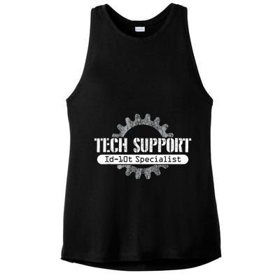 Funny Tech Support Id10t Computer Idiot Joke Ladies PosiCharge Tri-Blend Wicking Tank