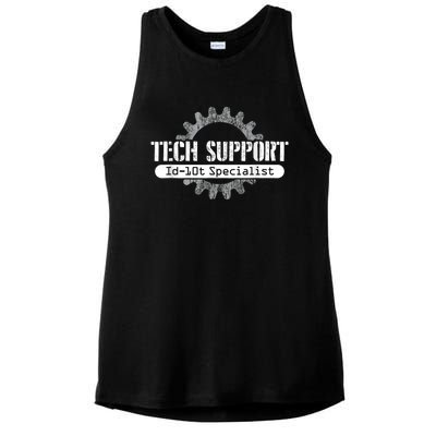 Funny Tech Support Id10t Computer Idiot Joke Ladies PosiCharge Tri-Blend Wicking Tank