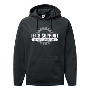 Funny Tech Support Id10t Computer Idiot Joke Performance Fleece Hoodie