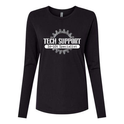 Funny Tech Support Id10t Computer Idiot Joke Womens Cotton Relaxed Long Sleeve T-Shirt