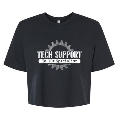 Funny Tech Support Id10t Computer Idiot Joke Bella+Canvas Jersey Crop Tee