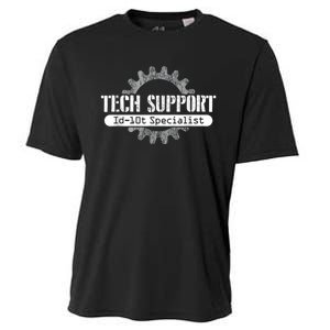 Funny Tech Support Id10t Computer Idiot Joke Cooling Performance Crew T-Shirt