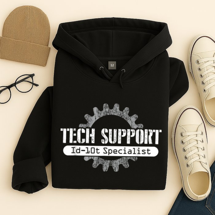 Funny Tech Support Id10t Computer Idiot Joke Hoodie