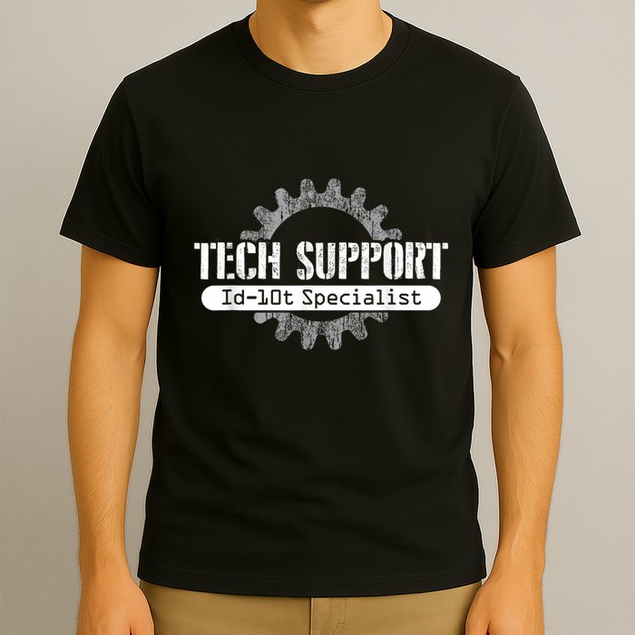 Funny Tech Support Id10t Computer Idiot Joke T-Shirt