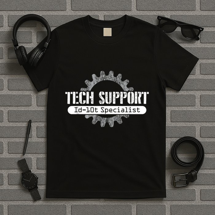 Funny Tech Support Id10t Computer Idiot Joke T-Shirt