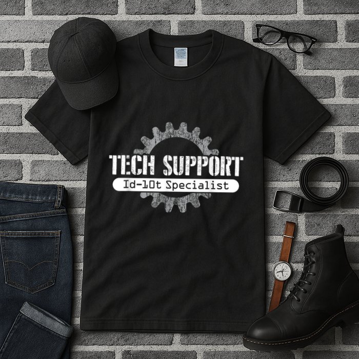 Funny Tech Support Id10t Computer Idiot Joke Tall T-Shirt