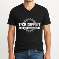 Funny Tech Support Id10t Computer Idiot Joke V-Neck T-Shirt