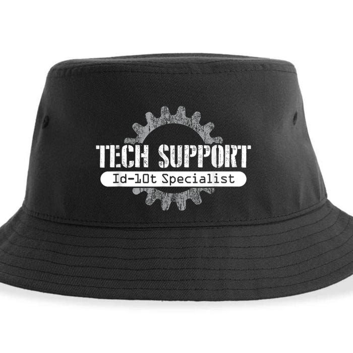Funny Tech Support Id10t Computer Idiot Joke Sustainable Bucket Hat