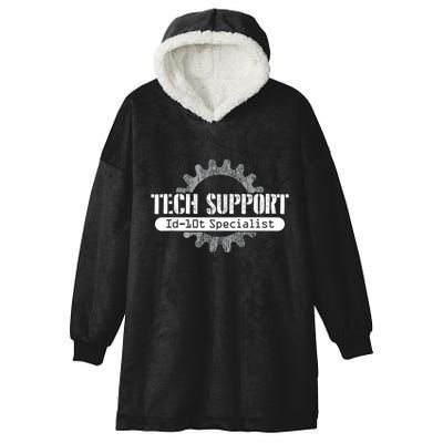 Funny Tech Support Id10t Computer Idiot Joke Hooded Wearable Blanket