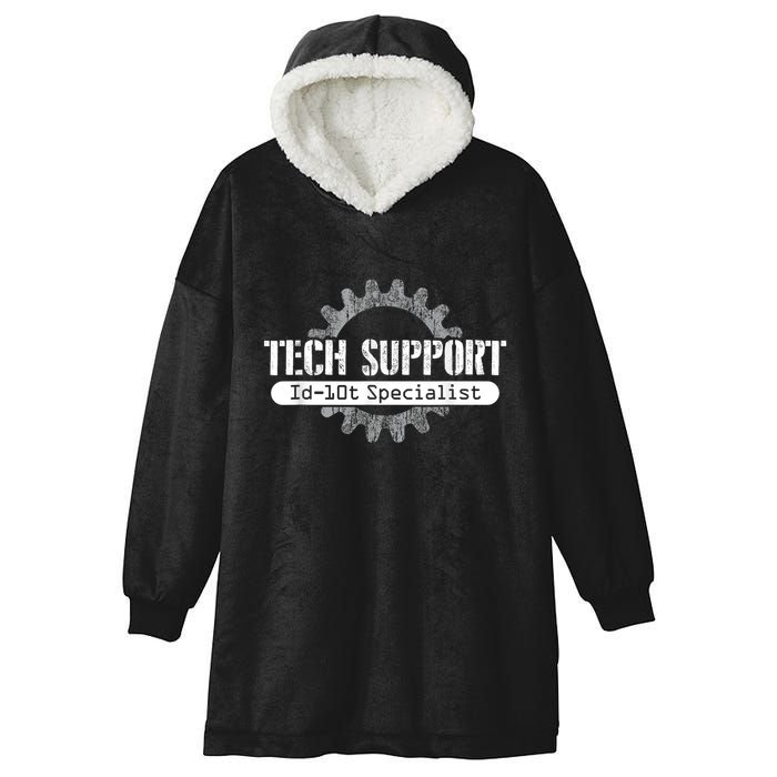 Funny Tech Support Id10t Computer Idiot Joke Hooded Wearable Blanket