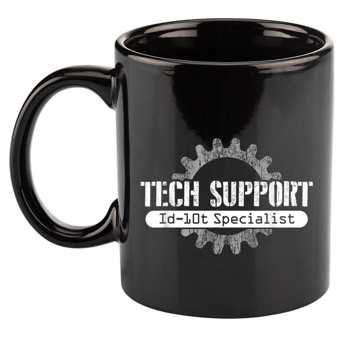 Funny Tech Support Id10t Computer Idiot Joke 11oz C Handle Ceramic Mug