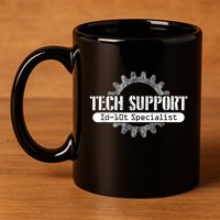 Funny Tech Support Id10t Computer Idiot Joke 11oz C Handle Ceramic Mug