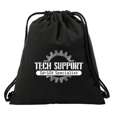 Funny Tech Support Id10t Computer Idiot Joke Drawstring Bag