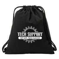 Funny Tech Support Id10t Computer Idiot Joke Drawstring Bag