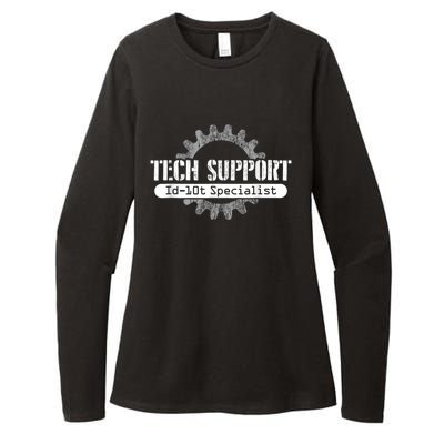 Funny Tech Support Id10t Computer Idiot Joke Womens CVC Long Sleeve Shirt